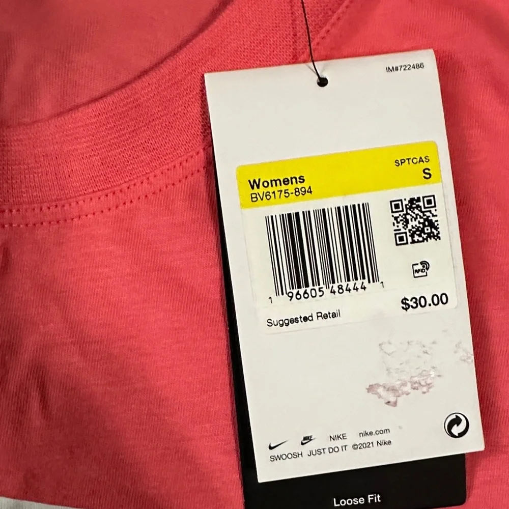 Nike Coral Cropped Tee with White Logo - Picture 2 of 4